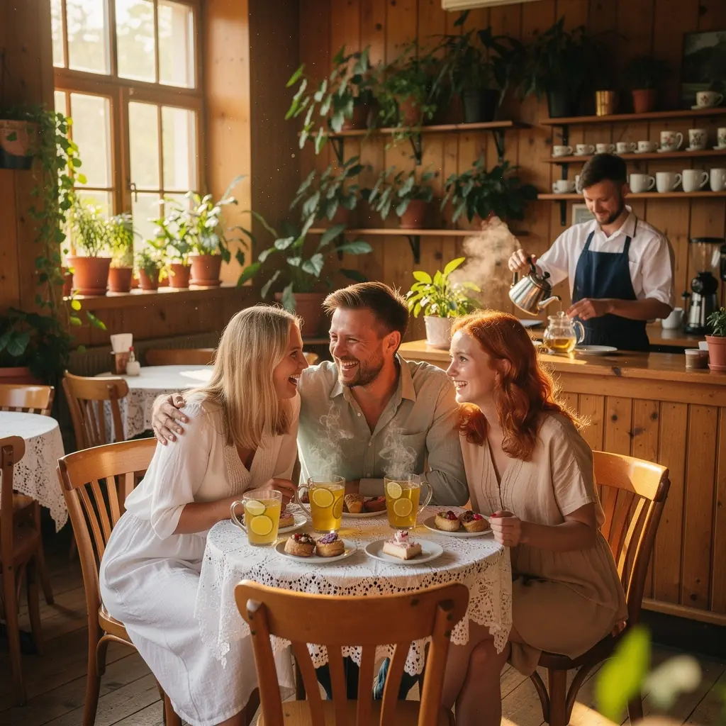 Mediterranean stiliaus arbatos maišeliai, supakuoti elegantiškame dėkle.