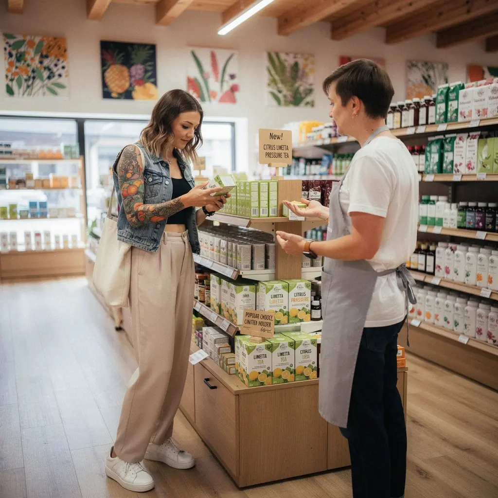 Citrus limetta arbatos puodelis su šviežiais citrinų griežinėliais ir žolelėmis.